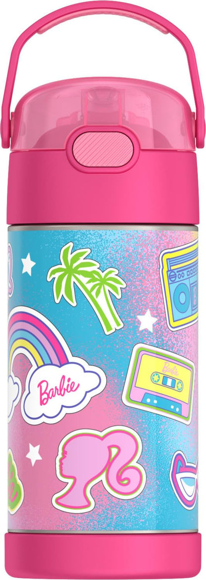 Thermos Funtainer Botella Térmica Infantil con Popote, Acero Inoxidable - 0.4 Litros - Barbie