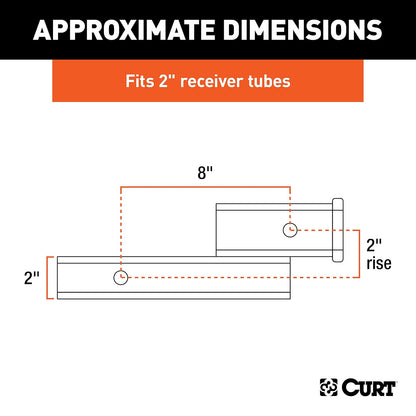 CURT Adaptador de Enganche para Remolque 45797, Receptor de 5 cm, Caída o Elevación de 5 cm, Negro Brillante