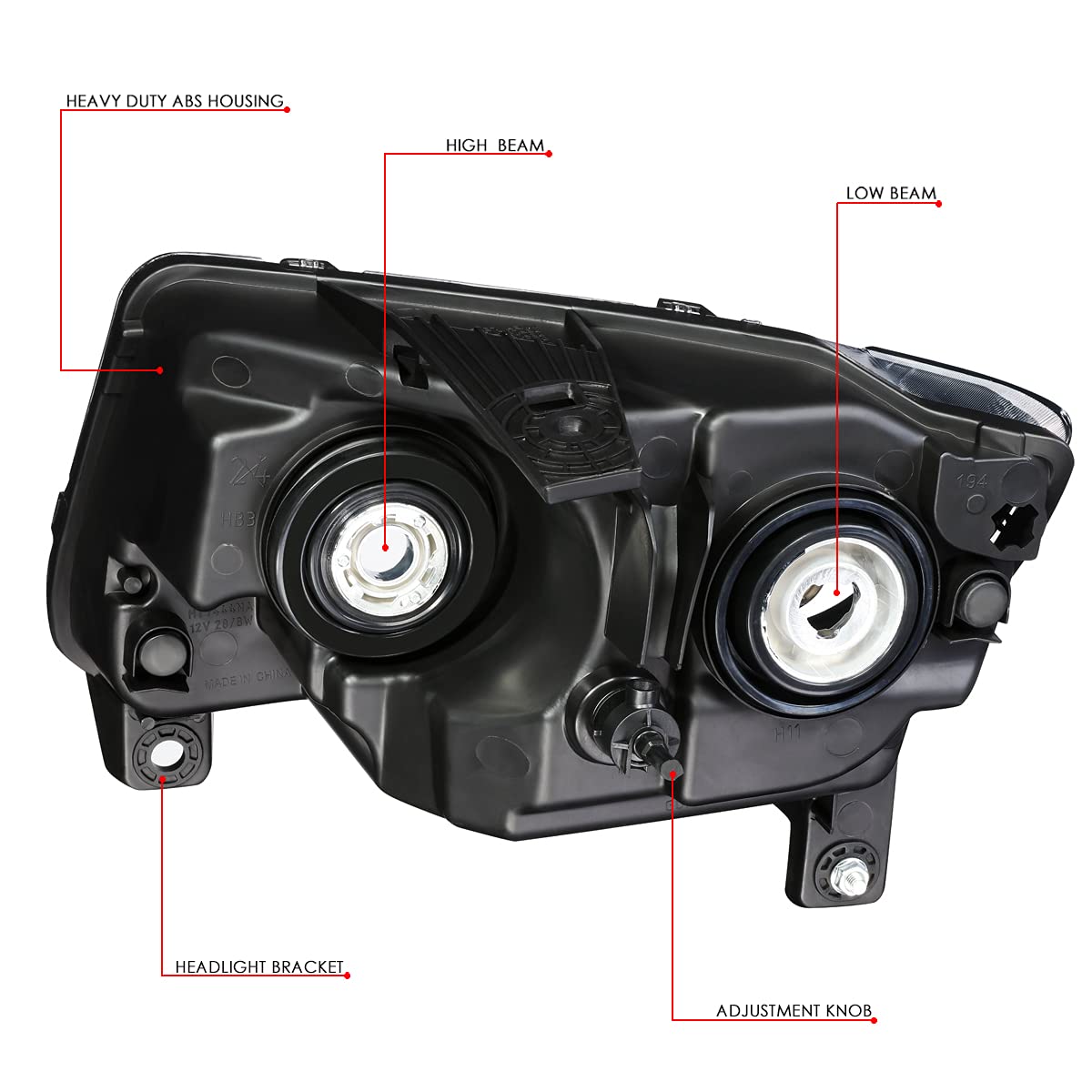 DNA MOTORING HL-OH-JGC11-CH-CL1 Faros Halógenos Carcasa Cromada para Jeep Grand Cherokee 11-13