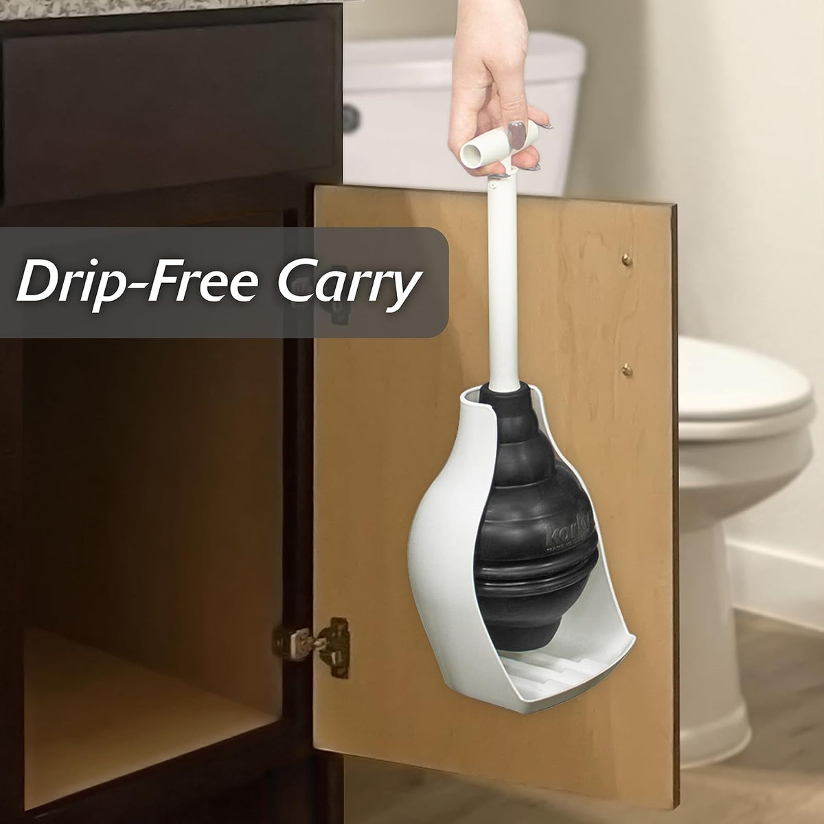 Korky Hideaway - Émbolo de inodoro resistente con soporte, transporte sin goteo, sella todas las formas de tazón, potente eliminación de obstrucciones, 97-5