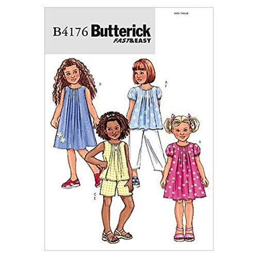 BUTTERICK PATTERNS B4176 - Patrones para niños, Vestido, Pantalones Cortos y Pantalones, Talla 2-3-4-5