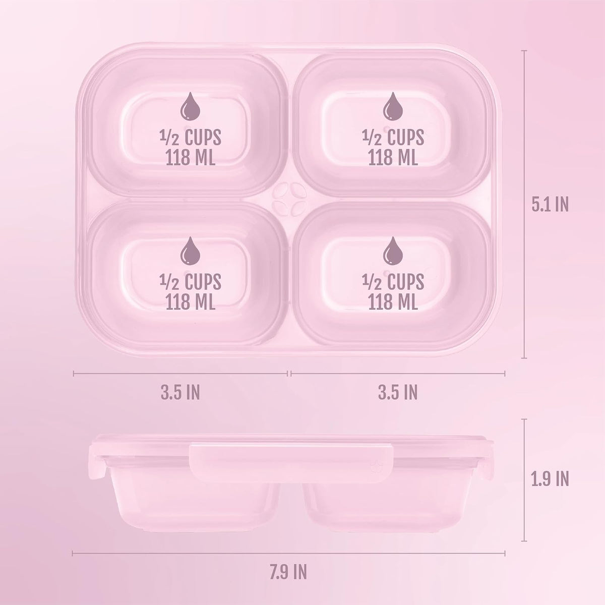 Ello Snap & Nest - Recipientes de plástico divididos de 2 tazas, 10 | Contenedores de plástico divididos, 10 piezas. Sin BPA, ideal para preparar comidas, aperitivos en porciones y sobras. Apto