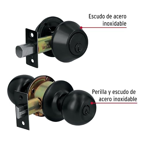 Hermex CMB-62P Combo cerraduras, llave-llave, Negro