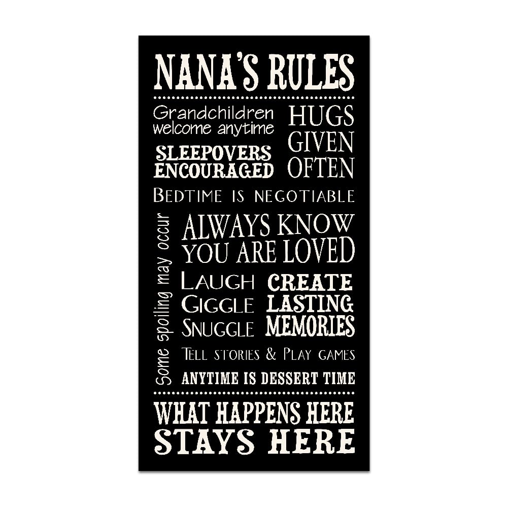 My Word!. Nana 's Rules-8.5 X 16 Decorative Firmar, Negro con Letras en Color Crema