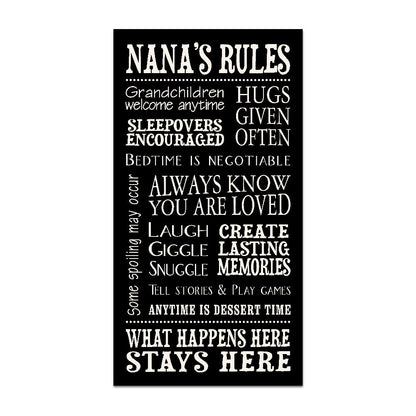My Word!. Nana 's Rules-8.5 X 16 Decorative Firmar, Negro con Letras en Color Crema