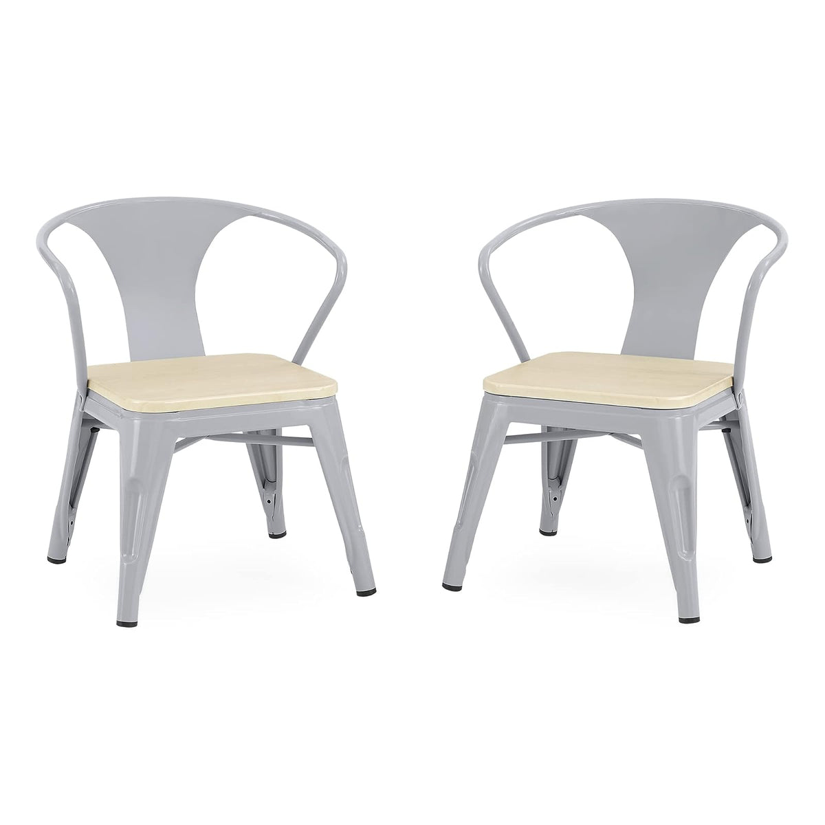 Delta Children Set de 2 Sillas Bistro - Color: Metal Gris/Abedul Natural