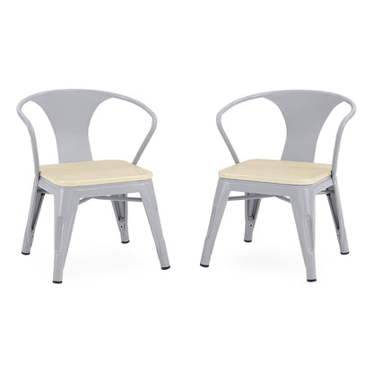 Delta Children Set de 2 Sillas Bistro - Color: Metal Gris/Abedul Natural