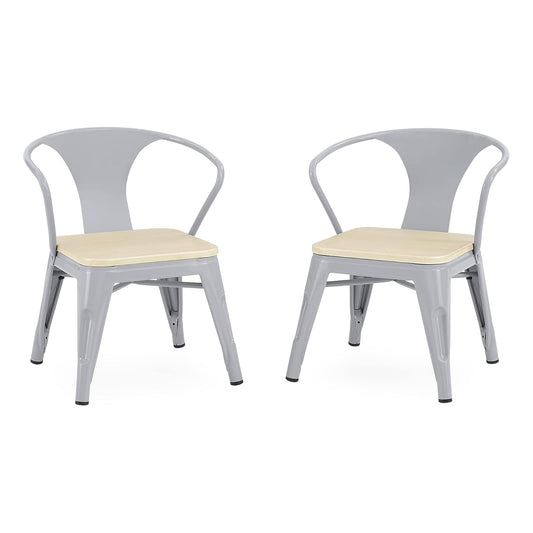 Delta Children Set de 2 Sillas Bistro - Color: Metal Gris/Abedul Natural