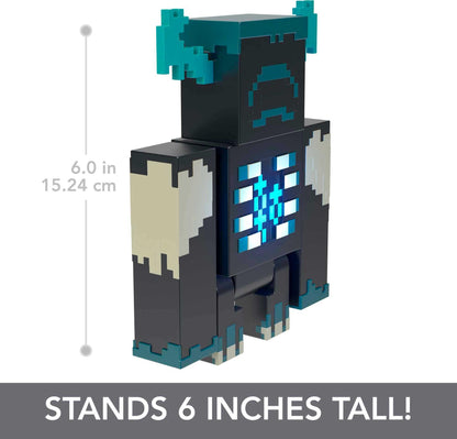 Mattel, Minecraft Vanilla Figura de Acción Warden 3.25'' con 2 Modos de luz y Sonido para niños de 6 años en adelante