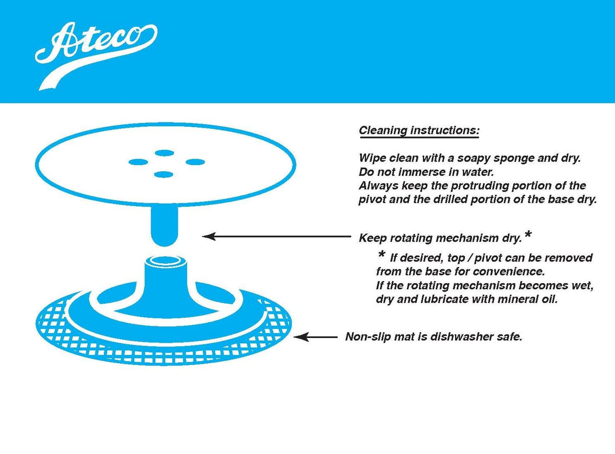 Ateco 608 Soporte giratorio para decoración de tartas, 11" Rojoondo, base de plástico apto para uso alimentario y parte superior, #612 - base de hierro fundido, Blanco, 1