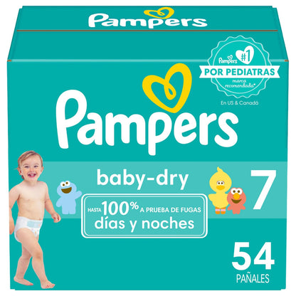 PAMPERS Baby Dry Pañales Desechables Unisex Etapa 7, 54 Uds, Bebé +19 Kg