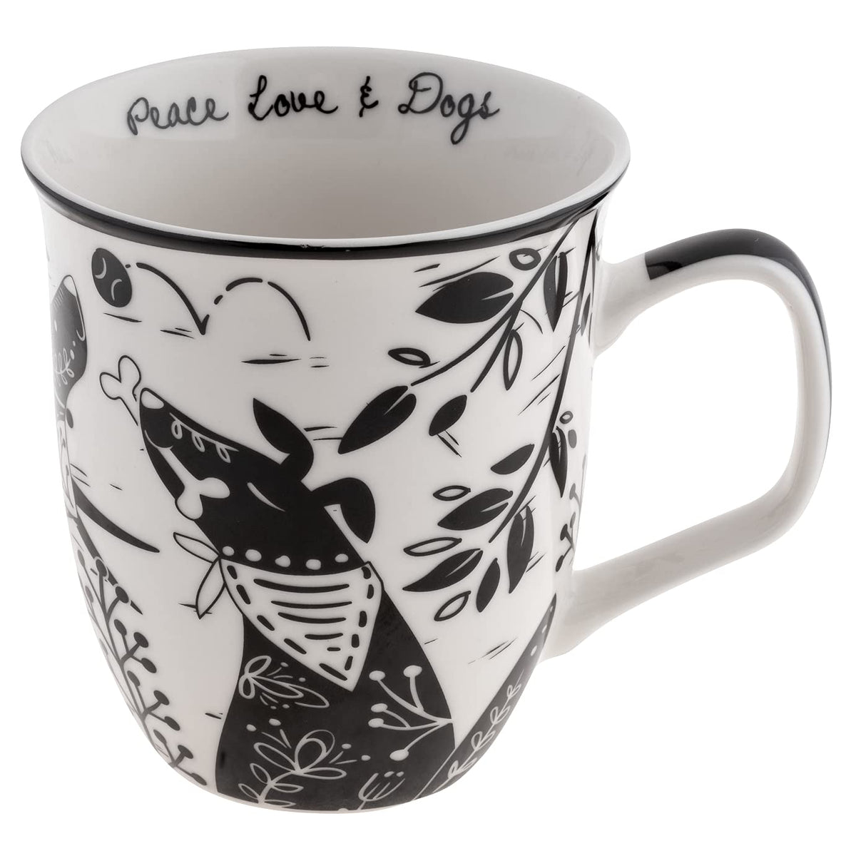 Karma Gifts Taza Boho Blanco y Negro, 14 oz - Perro
