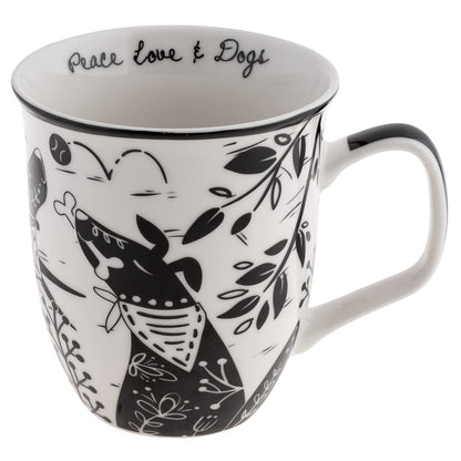 Karma Gifts Taza Boho Blanco y Negro, 14 oz - Perro