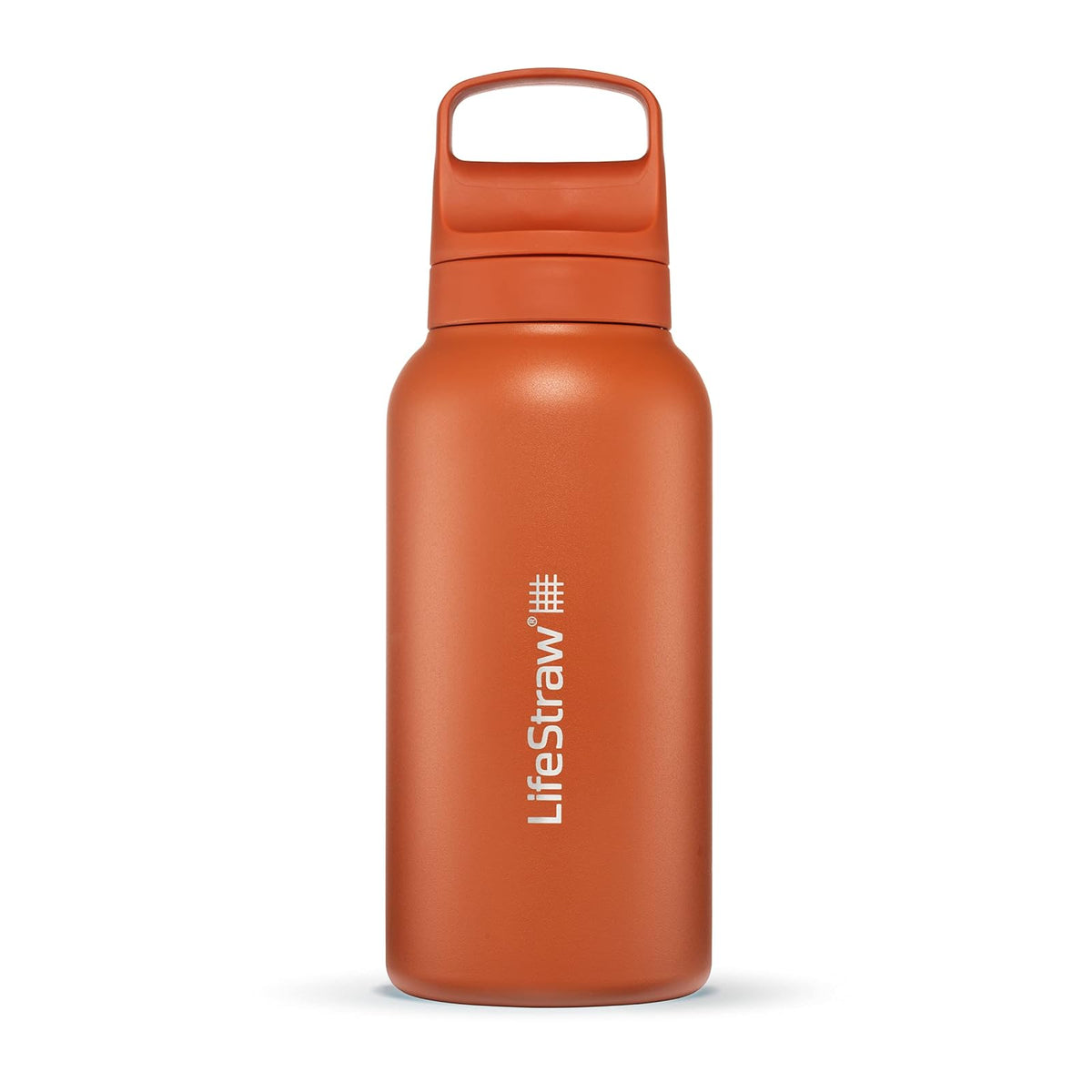 LifeStraw Go Series - Botella de filtro de agua de acero inoxidable aislada para viajes y uso diario, elimina bacterias, parásitos y microplásticos, mejora el sabor, 1 L Kioto Orange - Kioto Orange - 1 litro