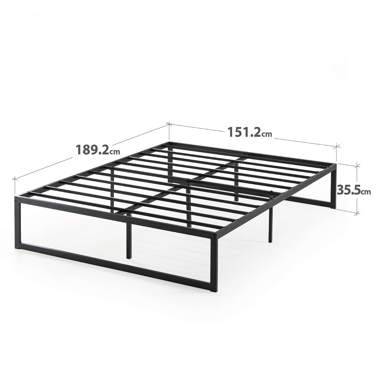 Zinus ABEL | Base de Cama Queen Quick Lock de Metal | Garantía de 5 años | Base de cama queen size con sistema Quick Lock de acero, patas laterales y espacio de almacenamiento bajo la base