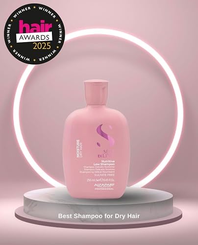 Alfaparf Milano Semi Di Lino Champú hidratante sin sulfato nutritivo para cabello seco – sin SLS, parabenos y parafina – seguro en cabello tratado con color – Calidad de salón profesional, 249 ml