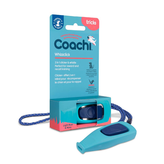 Coachi Whizzclick, Clicker y Silbato Dos en uno, Silbato para Llamar al Perro y clicker para adiestrarlo y reforzar comportamientos, Cordón Ajustable y reflectivo, Apto para Perros y Cachorros