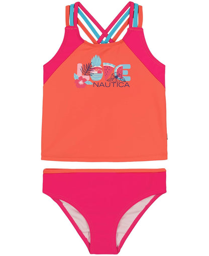 Nautica - Traje de baño para niña con protección Solar UPF 50+