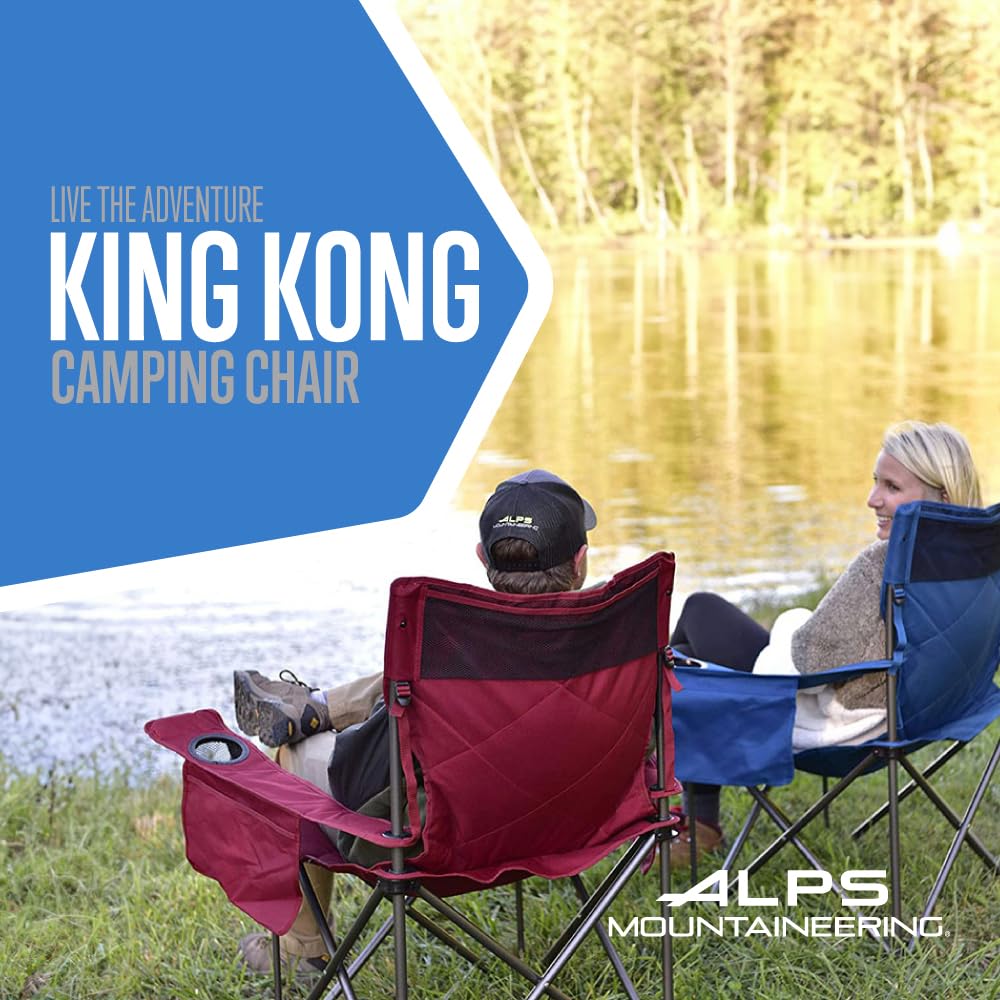 ALPS Mountaineering King Kong - Sillas de Camping para Adultos con portavasos de Malla y Bolsillos, construidas duraderas y fiables con Marco de Acero Plegable Compacto, Arcilla