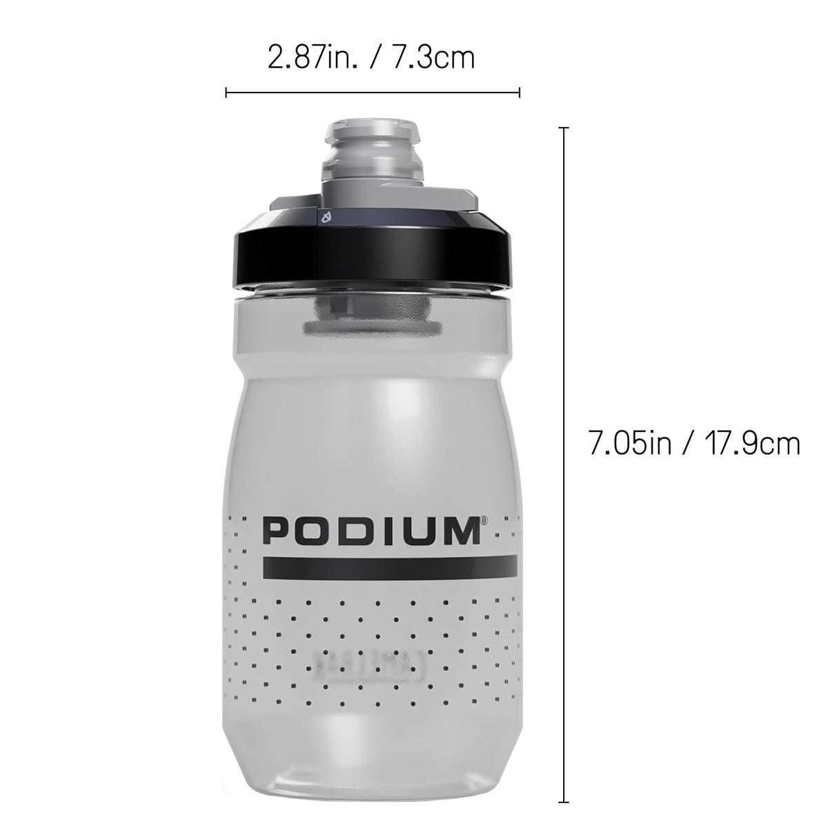 CamelBak Podium - Botella de agua para bicicleta de 15 onzas, fácil de apretar, se adapta a la mayoría de jaulas de bicicleta, humo