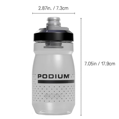 CamelBak Podium - Botella de agua para bicicleta de 15 onzas, fácil de apretar, se adapta a la mayoría de jaulas de bicicleta, humo