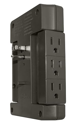 Koblenz Supresor de Picos, Protector de Voltaje de Pared, Multicontacto, 2500 VA, 6 Contactos Giratorios, Hogar y Oficina, TVs, Computadoras, DVDs, Desconexión Automática, Protección Gold (PV-2500 D)