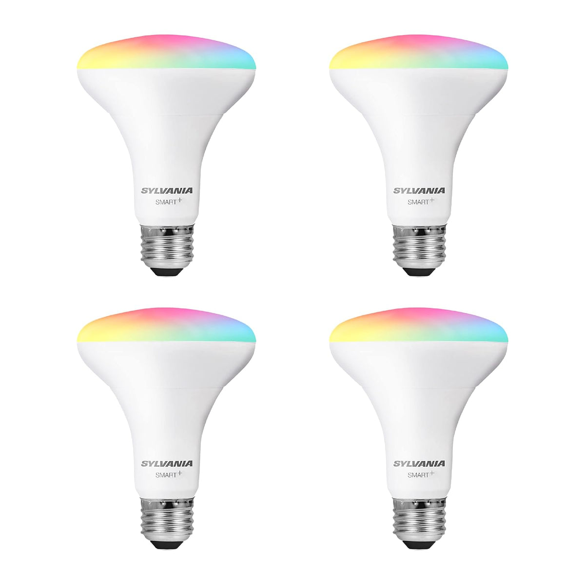 Sylvania Smart+ Wi-Fi Full Color Regulable BR30 Bombilla LED CRI 90+, equivalente a 65 W, funciona con Alexa y Google Assistant, 4 unidades