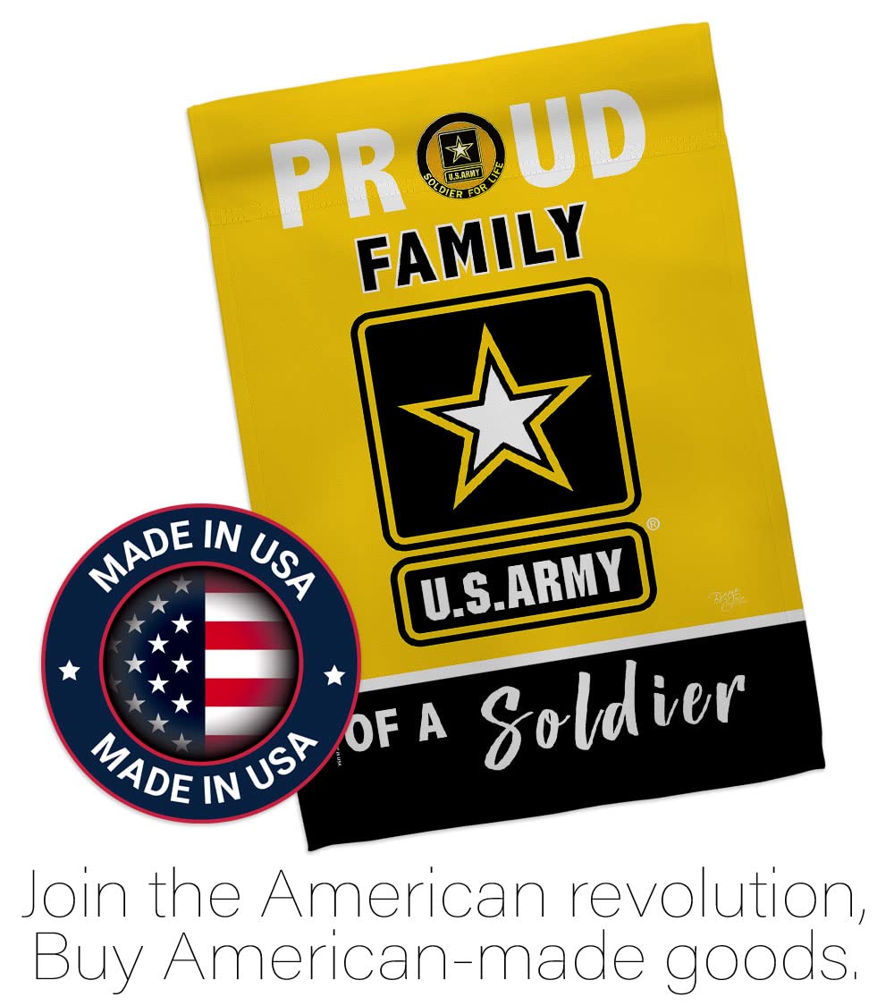 Breeze Decor Orgullosos Family - Bandera de jardín de las Fuerzas Armadas Rangers del Ejército de los Estados Unidos de América, Militar Veterano Jubilado Oficial Decoración de la Casa Banner Pequeño Patio Regalo Doble Cara Hecho en Estados Unidos