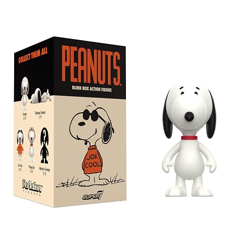 Super7 - Peanuts, Blind Box Reaction Sorpresa, Wave 6, Coleccionable | Incluye Snoopy, Sleeping Snoopy, Joe Cool, Flying Ace y personaje misterioso, figura articulada, coleccionista adulto