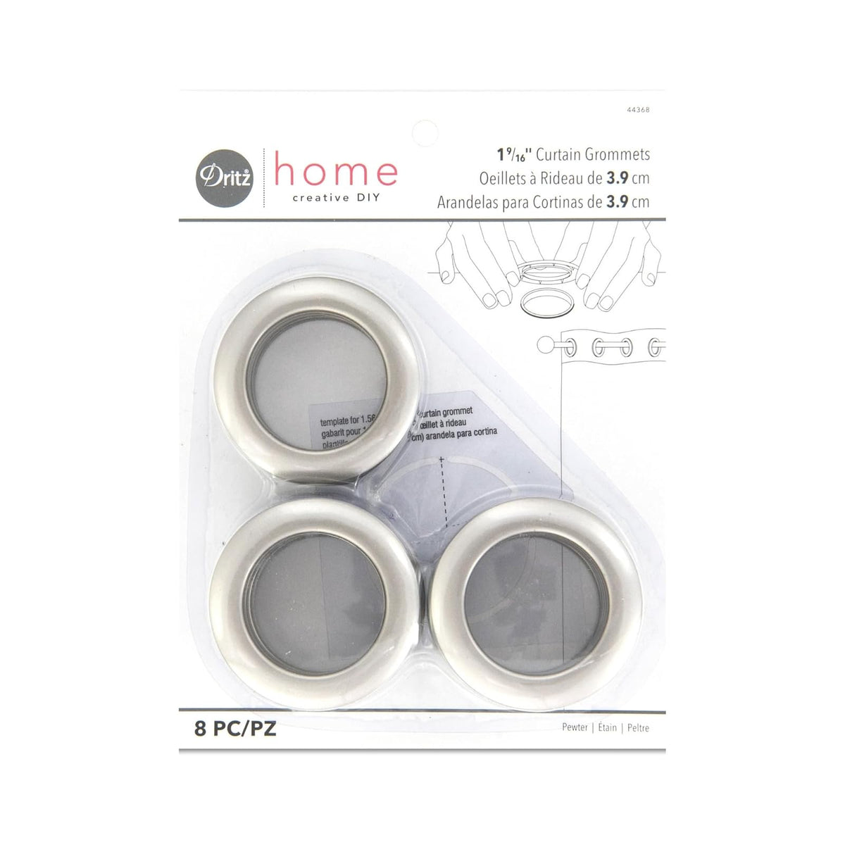 Dritz Ojales para Cortina, 4 cm de Diámetro, 8 Piezas - Redondo - 1-9 - 16-Inch - Pewter