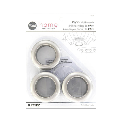 Dritz Ojales para Cortina, 4 cm de Diámetro, 8 Piezas - Redondo - 1-9 - 16-Inch - Pewter