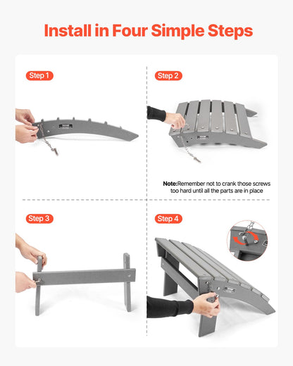 VEVOR - otomana Adirondack, 16.9 Pulgadas de Largo x 18.9 Pulgadas de Ancho x 13 Pulgadas de Alto, otomana Adirondack Plegable, Resistente a la Intemperie para Silla Adirondack, ampliamente Utilizado