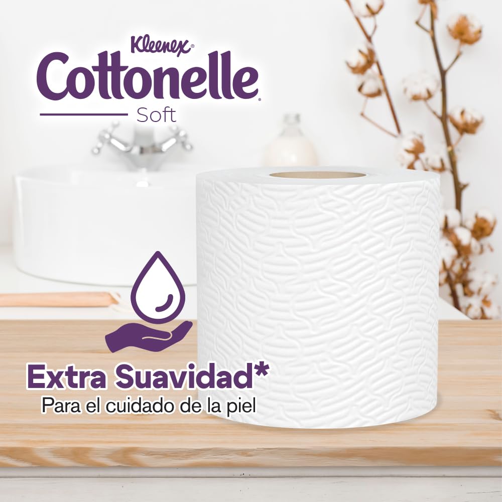 Kleenex Cottonelle Soft, Papel Higiénico, Paquete con 24 Rollos de 200 Hojas Dobles C/U