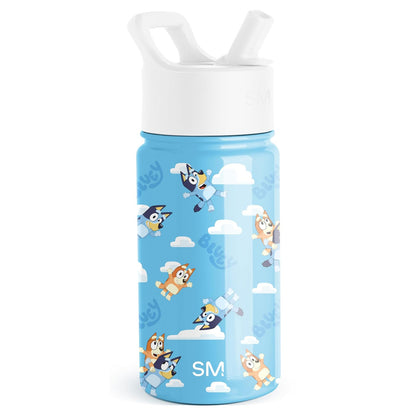 Simple Modern Summit Botella de Agua Infantil con Popote, Acero Inoxidable Aislado, 0.4-0.5 L - Azul: Cielo - 0.4 Litros