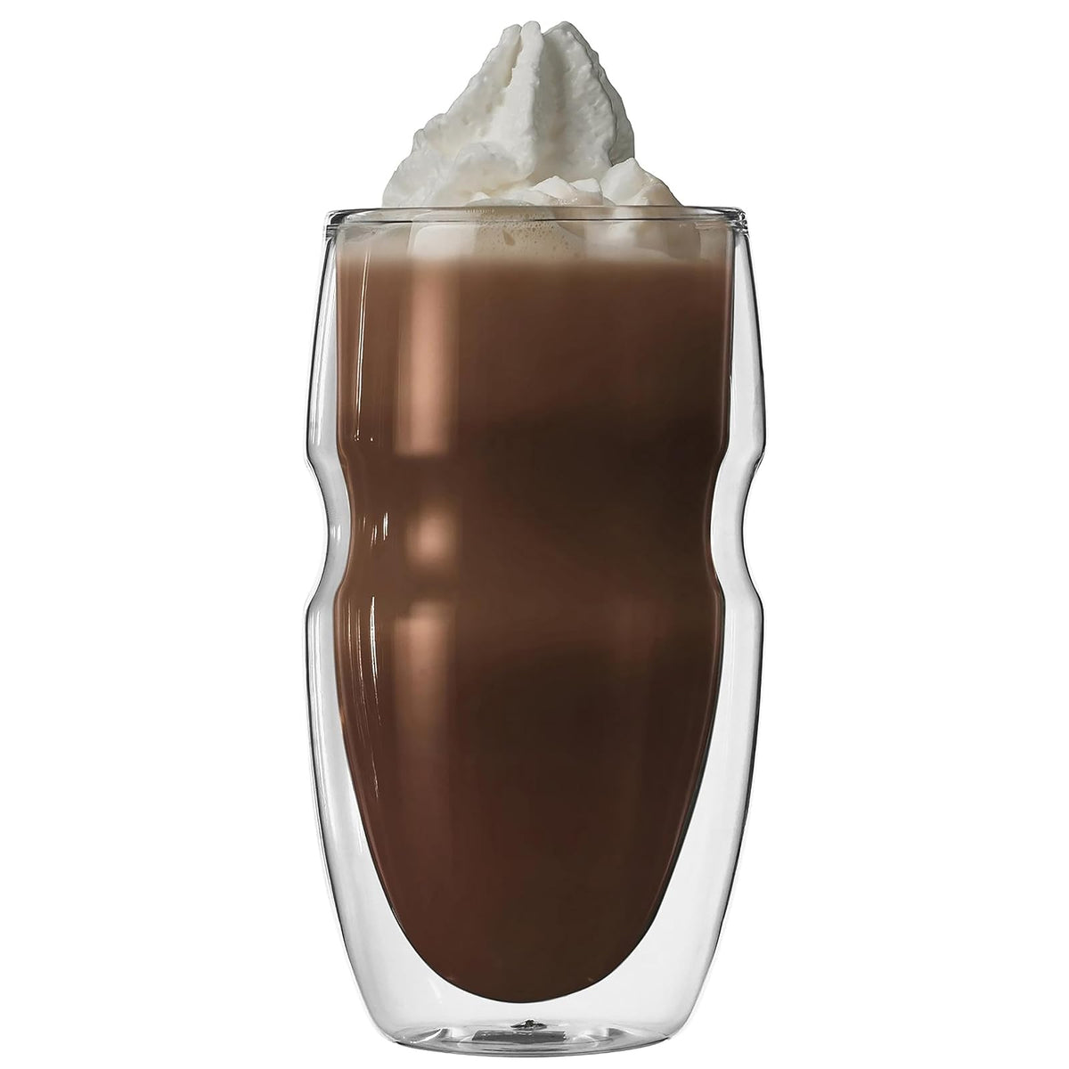 Vasos de doble vidrio Serafino, para cafés y tés fríos, con capacidad de 475 ml. Set de 2 vasos de vidrio con aislante