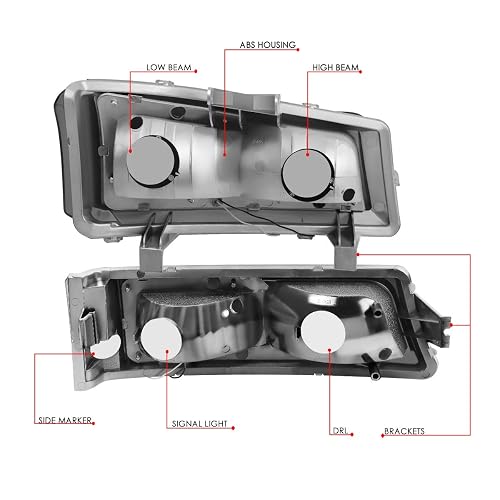 DNA Motoring Juego de Faros Delanteros 3D LED DRL con Lentes Ahumados para Chevrolet Silverado 2003-2007, Ahumado, HL-LB-CSIL03-SM-CL1