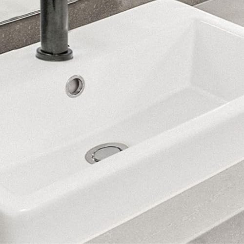 DICA, Contra de Latón Sistema Push sin Rebosadero, Plastico, Acabado Cromo, Se Coloca en el Lavabo para Descargas de Liquido, Capacidad de Desalojo 18L/min, 4206CPS