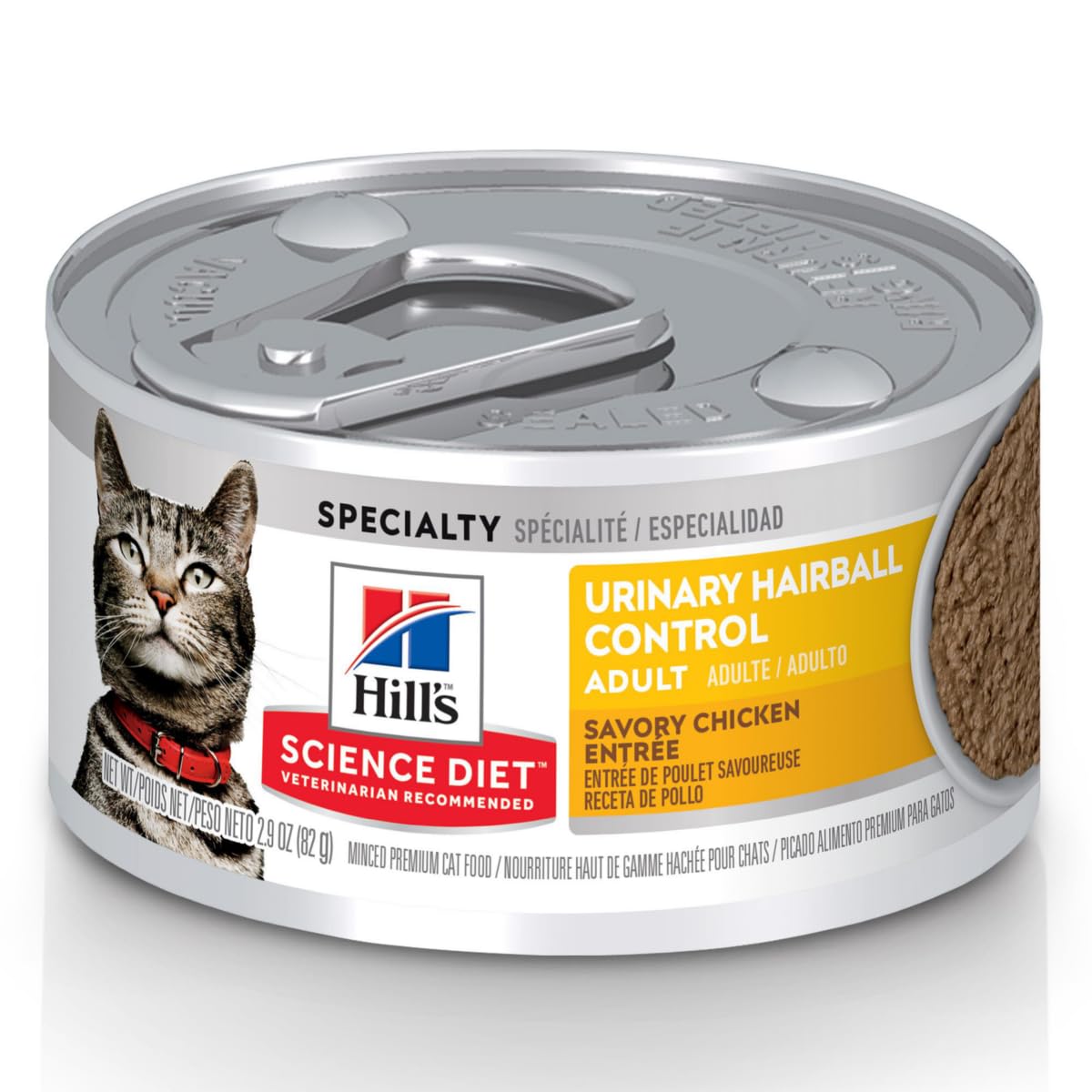 Hill's Science Diet Alimento Húmedo para Gato con Bolas De Pelo 24 Pack 82G | Alimento húmedo Hill's para gato, pollo real, control de bolas de pelo, piel y pelaje sanos, fibra natural