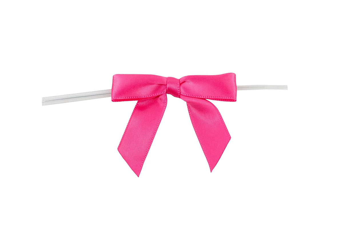 Reliant Ribbon 100 Piece Bow 2.5 Span X 1.75 Tails Twist Tie Ribbon, Shocking Pink, 5/8" - Rosa impactante - 5 - 8 Inch X 100 Pieces