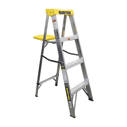 Surtek ET3 Escalera de Aluminio Tipo Tijera, 3 Peldaños, 1.21 m