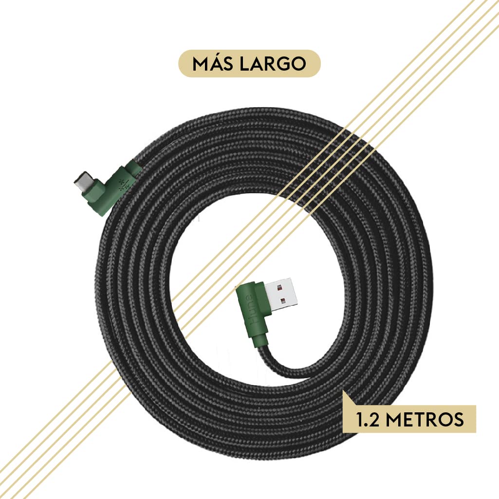 Cable Tipo C Hune Sustentable Carga Rápida Y Datos 90 Grados (Bosque)