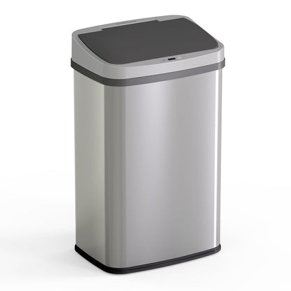 Ninestars dzt-50 - 28 el Original Touchless Sensor automático de Movimiento Papelera, Parte Superior Negra, Cepillado (Brush), 1, 1 - 13 Gal BR - Plateado y negro