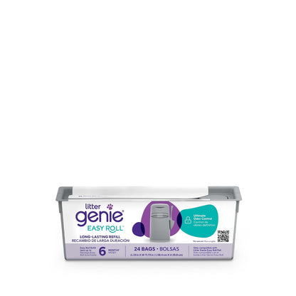 Recambio Litter Genie Easy Roll |Incluye 24 bolsas perforadas en un rollo y puede durar hasta 6 meses para un gato