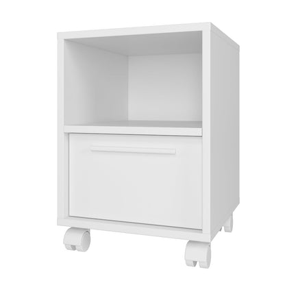 Midtown Concept Mesa Lateral de Noche, Mesita Auxiliar de Madera, Estilo Minimalista, Color Blanco