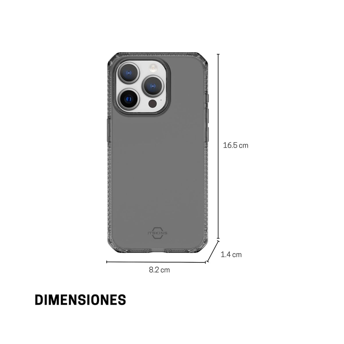 ItSkins Spectrum R Clear Funda Compatible con iPhone 15 Pro MAX, Protección Caídas 3m, Bordes Elevados, Tecnología Antimicrobiana - Humo