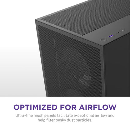 NZXT Gabinete H5 Flow RGB ATX Negro con Cristal Templado, USB 3.2 y USB Tipo-C – Torre para PC Gaming