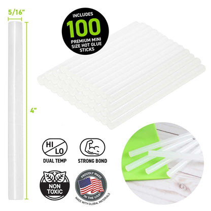 Surebonder DT-100 Made in the USA All Purpose Stik-Mini Glue Sticks-All Temperature-5/16"D, 4"L Hot Melt Glue Sticks-100 Sticks per bag