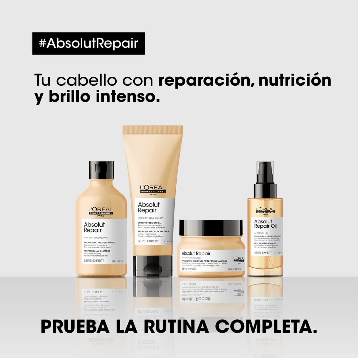 L'Oréal Professionnel |Absolut Repai Kit Shampoo+Mascarilla | Para cabello grueso y dañado. Kit profesional que repara y nutre, recuperando suavidad y brillo con Gold Quinoa.