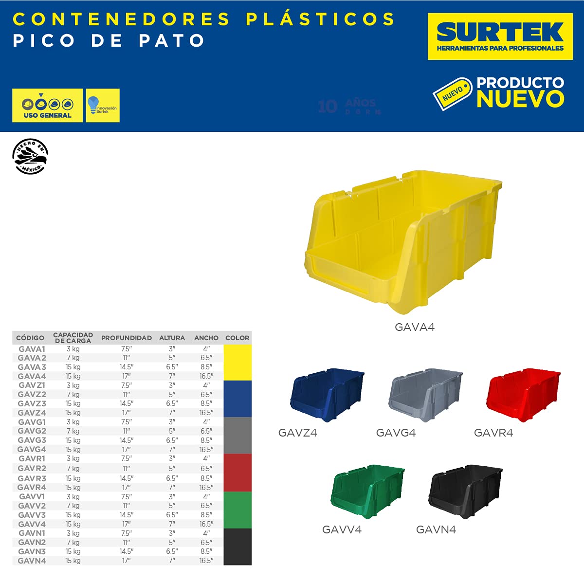 Surtek GAVZ4 Gaveta plástica color azul pico de pato 17" x 16" x 7"