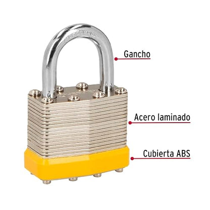 Hermex Basic CM-40X4P, Candado de acero con cuerpo laminado de 40mm, juego de 4 pzas. en blister